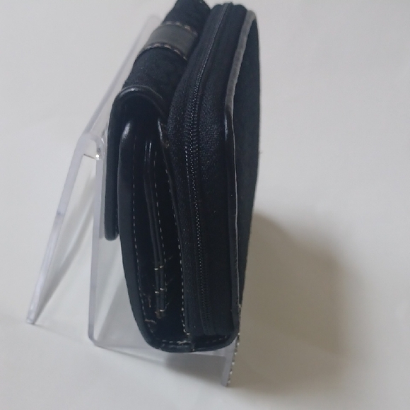 Coach Black and Silver Compact Wallet with Flap Closure - Picture 8 of 12